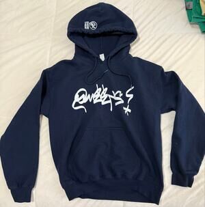 Queens Thread Navy Graffiti Graphic Pullover Hoodie Men’s M Streetwear